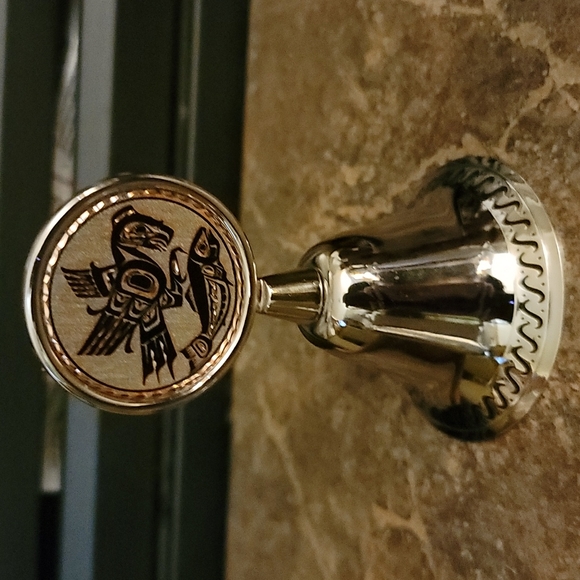 Set of 3 Silver Coloured and Copper Bells with BC First Nations Artwork - Picture 3 of 14